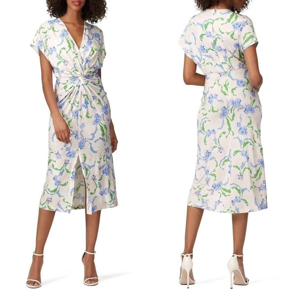Prabal Gurung Brushstroke Floral Twist Midi Dress